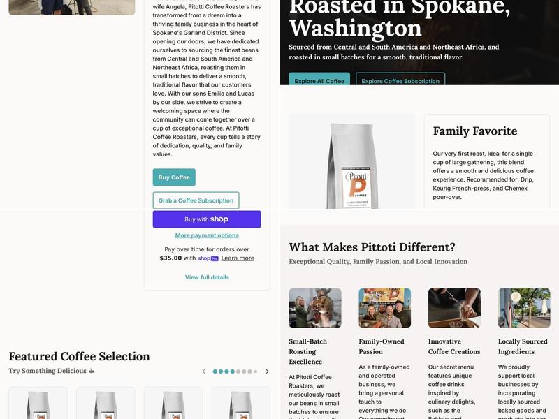 Pitotti Coffee Roasters Menu