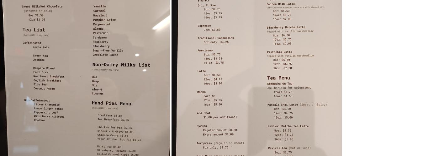 New Love Coffee Menu
