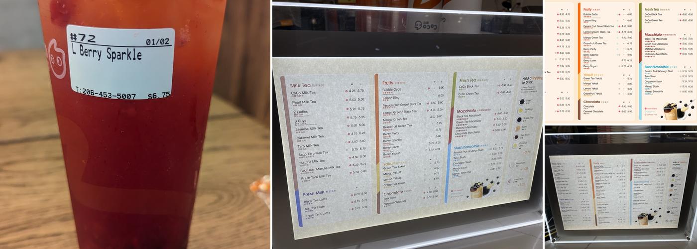 CoCo Bubble Tea Menu
