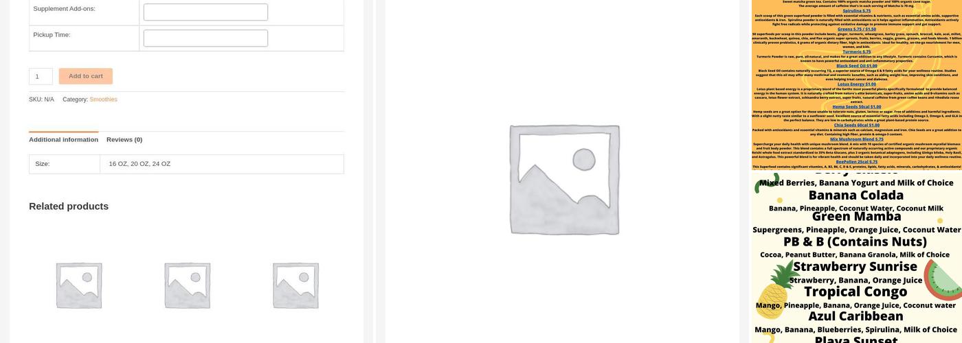 Blessed Smoothie and Juice Co Menu