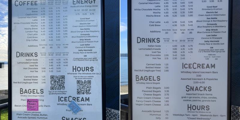 Salty Sea Coffee Menu