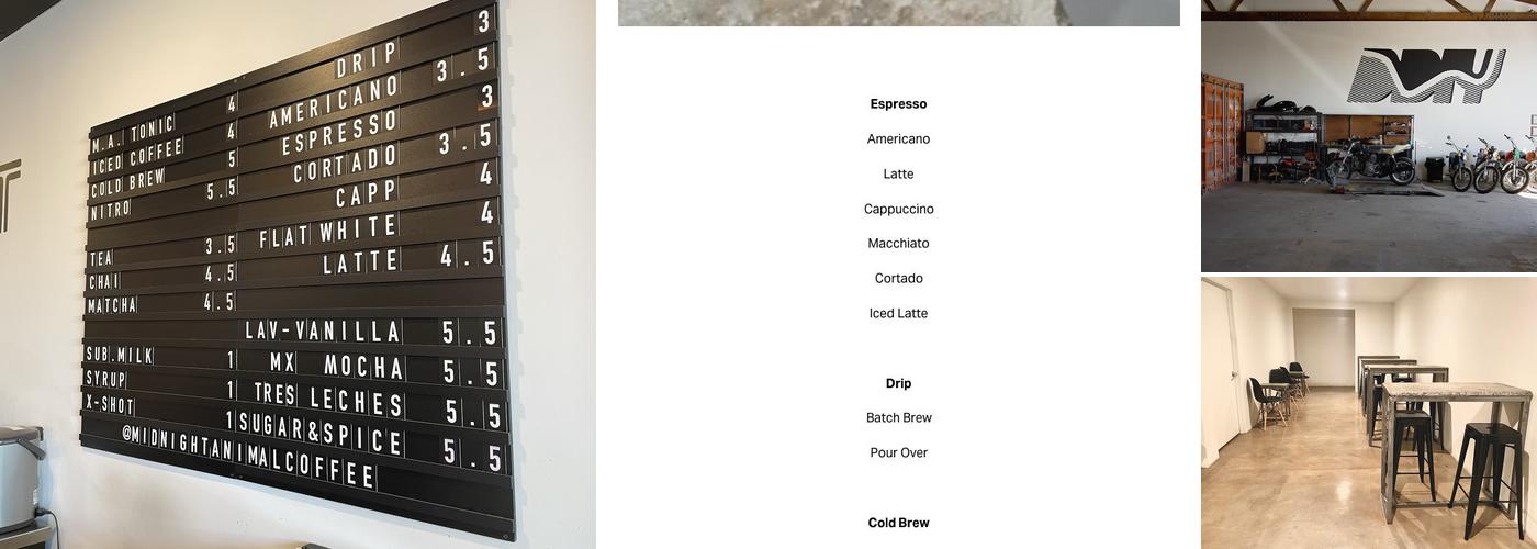 Midnight Animal Coffee Menu