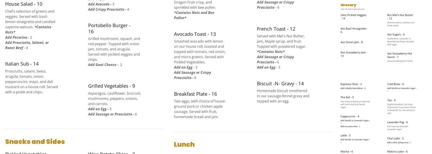 Gooseberries kafe Menu
