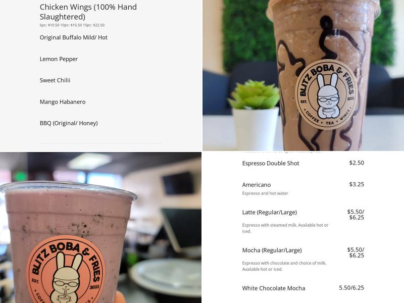 Blitz Boba & Fries Menu