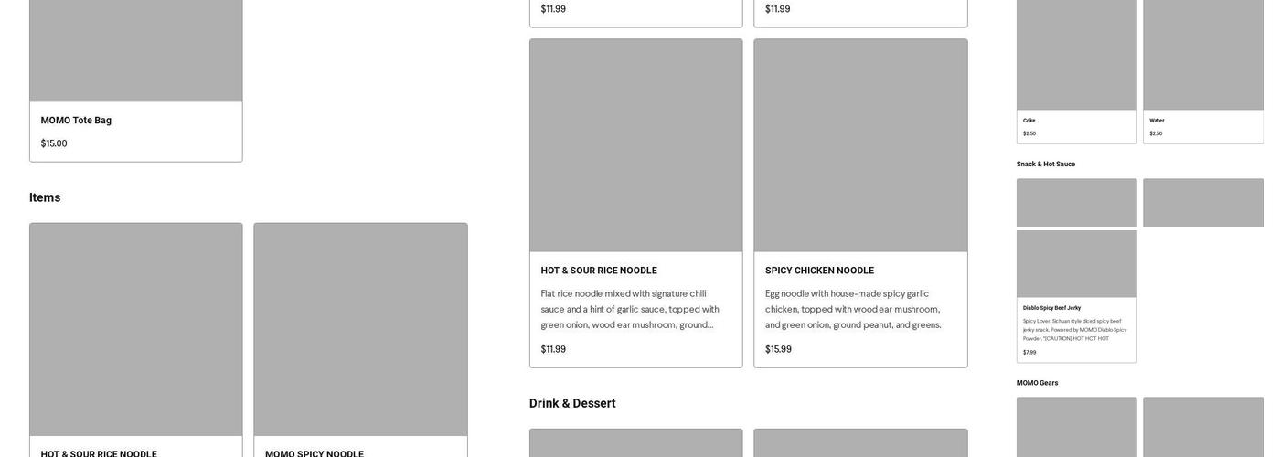 MOMO noodle Menu