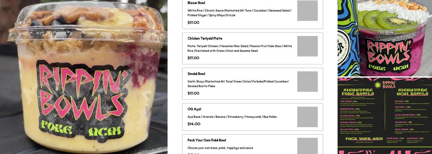 Rippin Bowls Menu