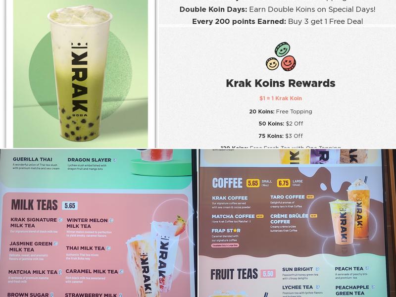 Krak Boba Menu