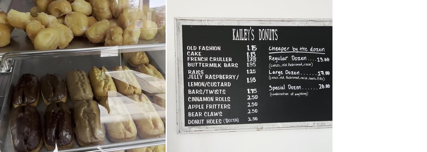 Kailey's Donuts Menu