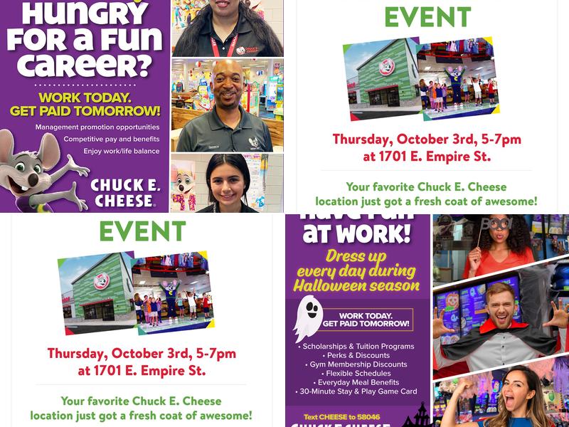 Chuck E. Cheese Menu