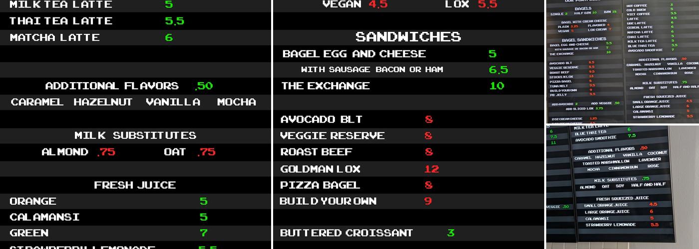 Bagel Exchange Menu