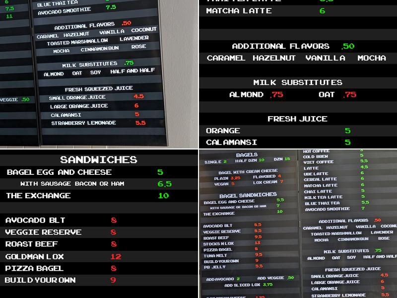 Bagel Exchange Menu