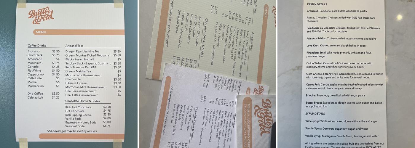 Butter & Fold Menu