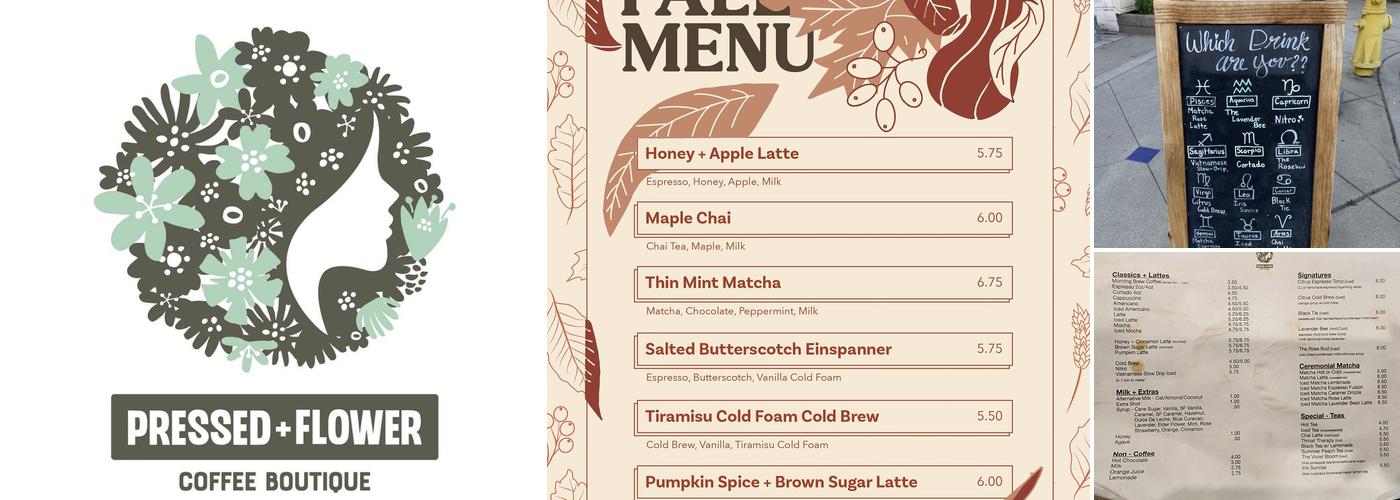 Pressed + Flower Coffee Boutique Menu