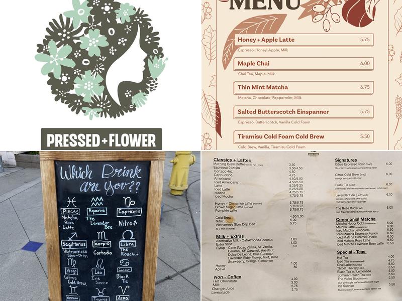 Pressed + Flower Coffee Boutique Menu