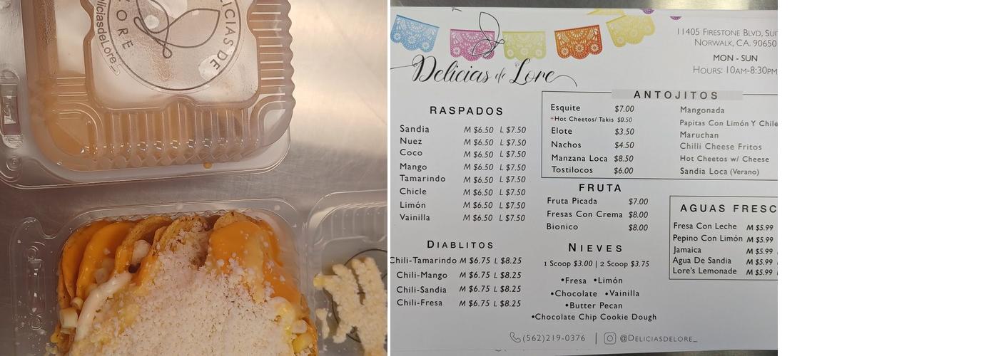 Delicias De Lore Menu