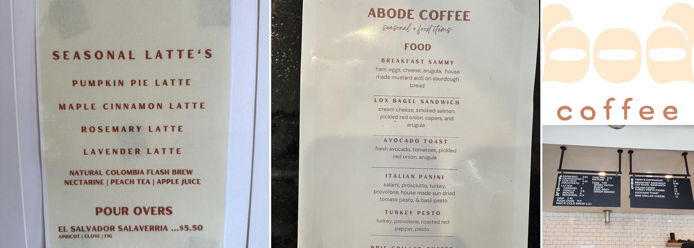 Abode Coffee Menu