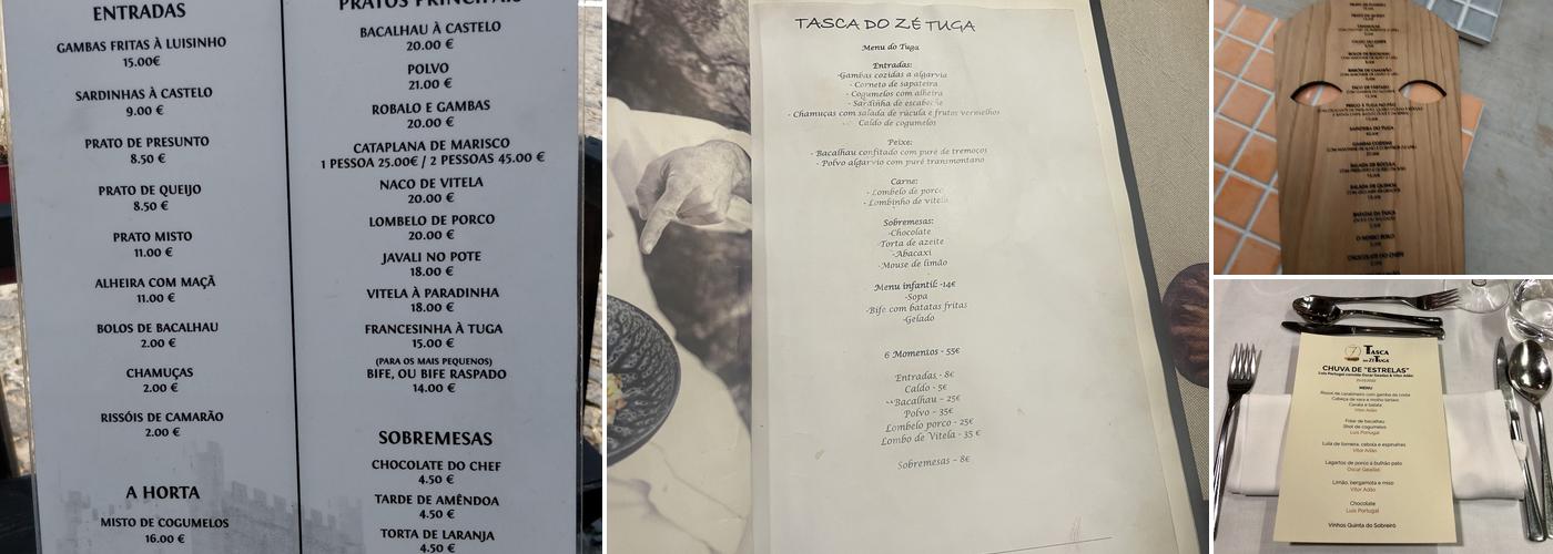 Tasca do Zé Tuga Menu