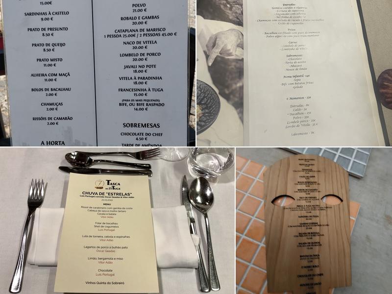 Tasca do Zé Tuga Menu