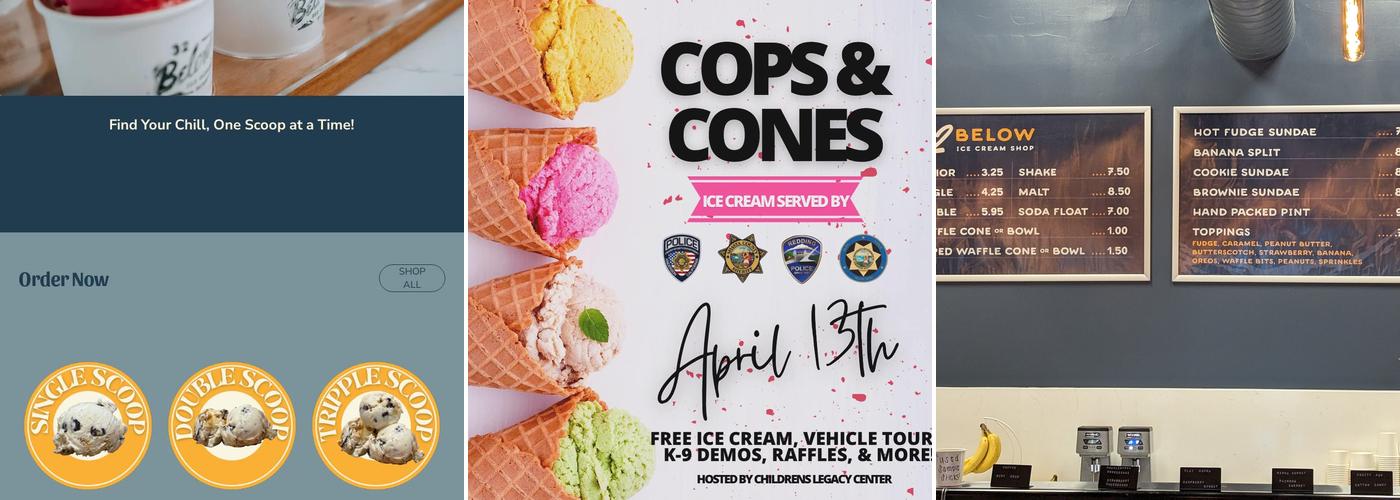 32 Below Ice Cream Menu