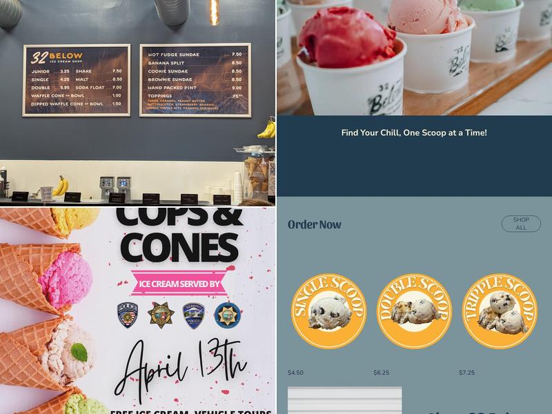 32 Below Ice Cream Menu