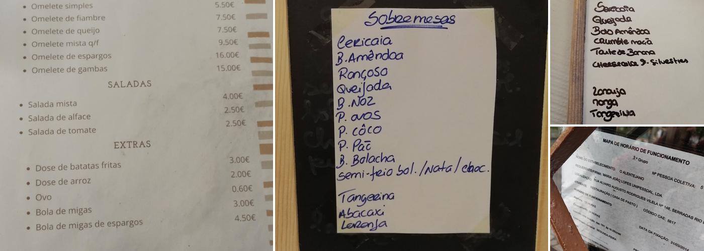 O Alentejano Menu