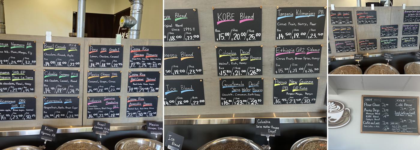 Mameya Coffee Roasters Menu