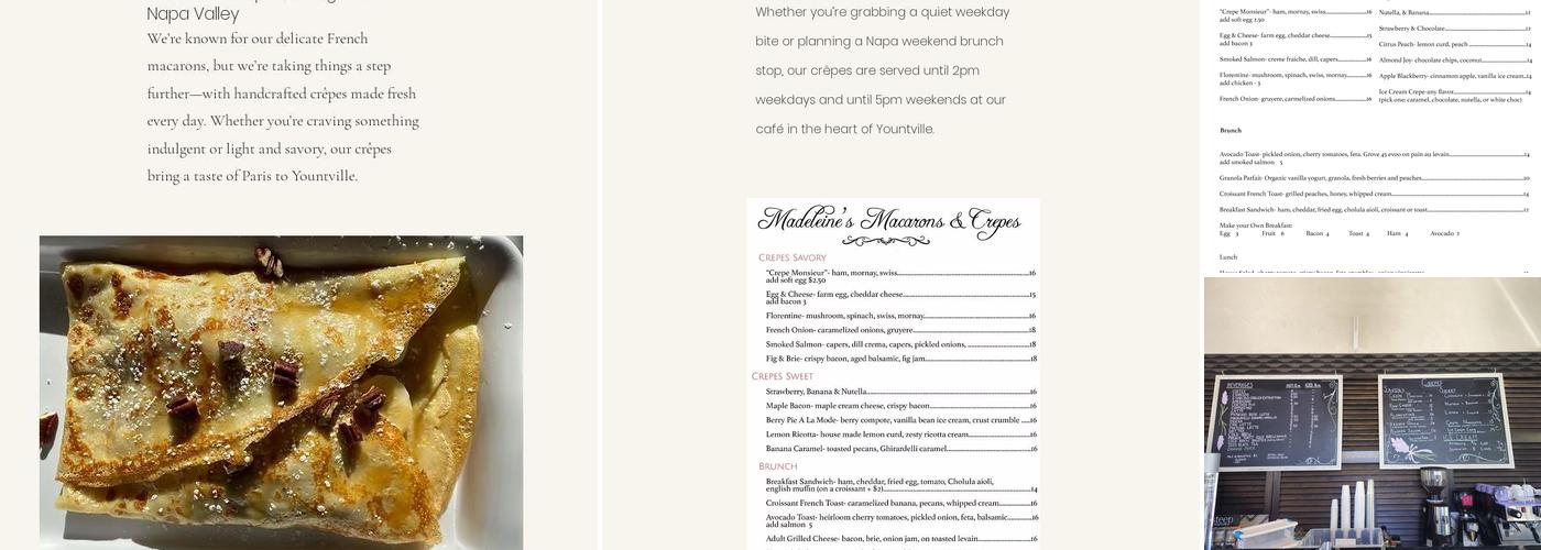 Madeleine's Macarons Menu