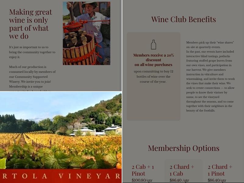Portola Vineyards Menu