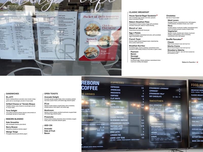 Reborn Coffee Menu