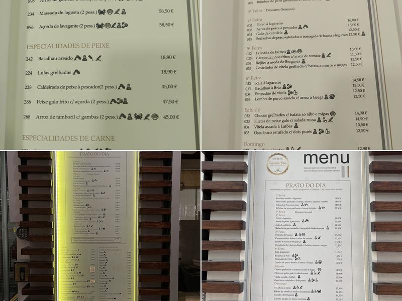 Restaurante e AL Caçarola Dois Menu