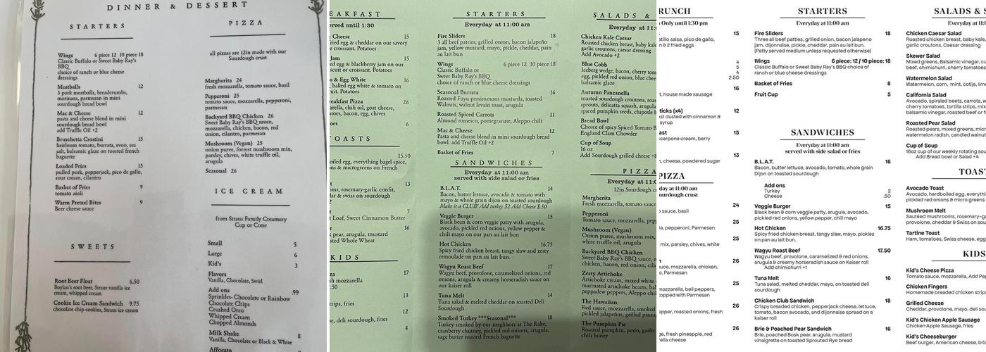 Firebrand Bread Menu