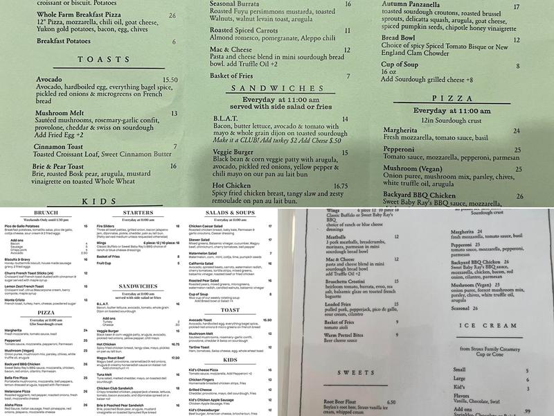 Firebrand Bread Menu