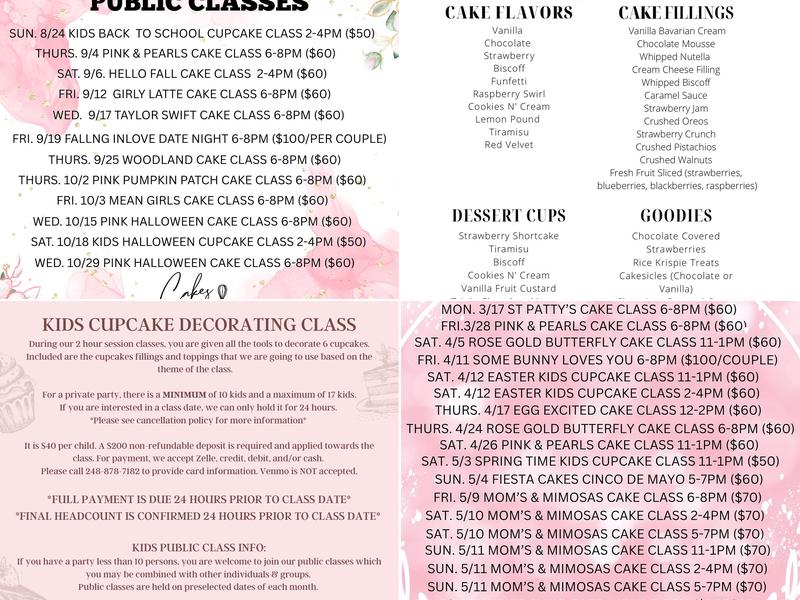 Cakes With A Whisk Menu