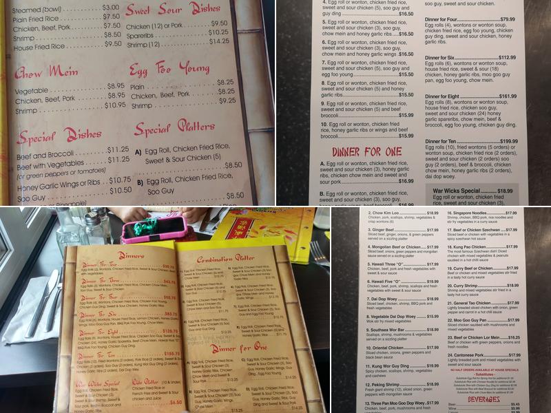 War Wick's Restaurant Menu