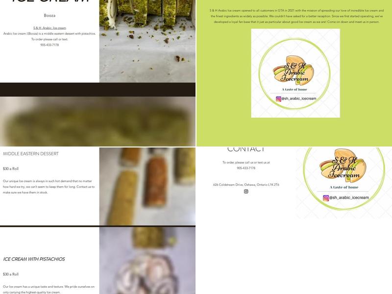 S & H Arabic Ice cream Menu