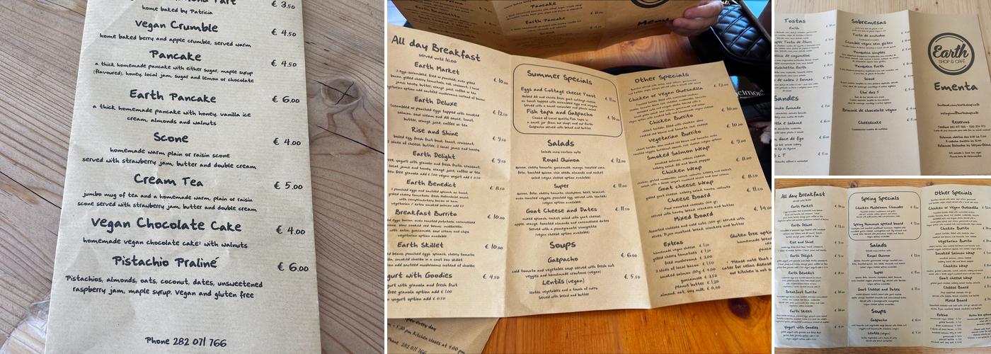 Earth Shop & Café Menu