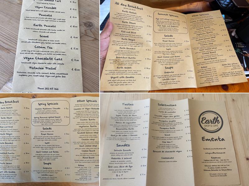 Earth Shop & Café Menu