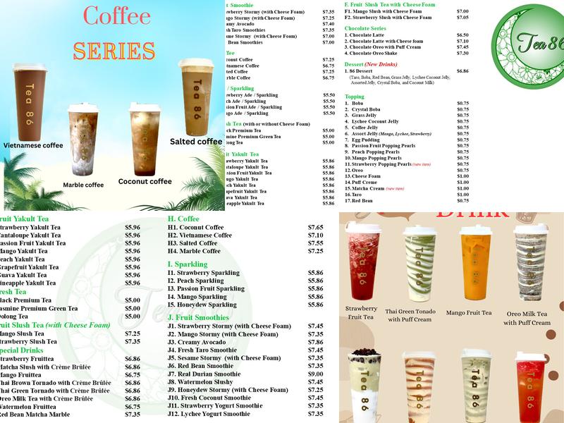 Tea 86 Menu