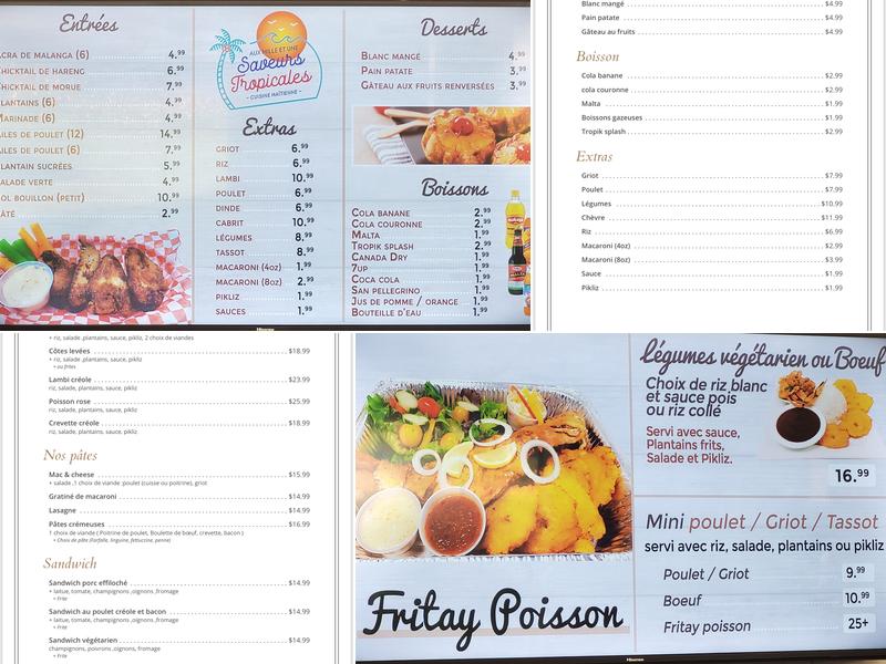 Aux Mille et Une Saveurs Tropicales Menu