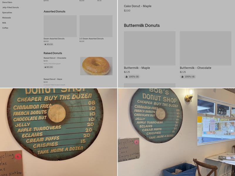Bob’s Donuts Menu