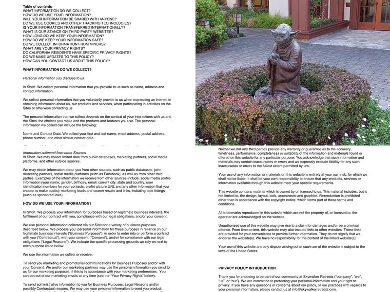 Summit Skywalker Ranch Menu