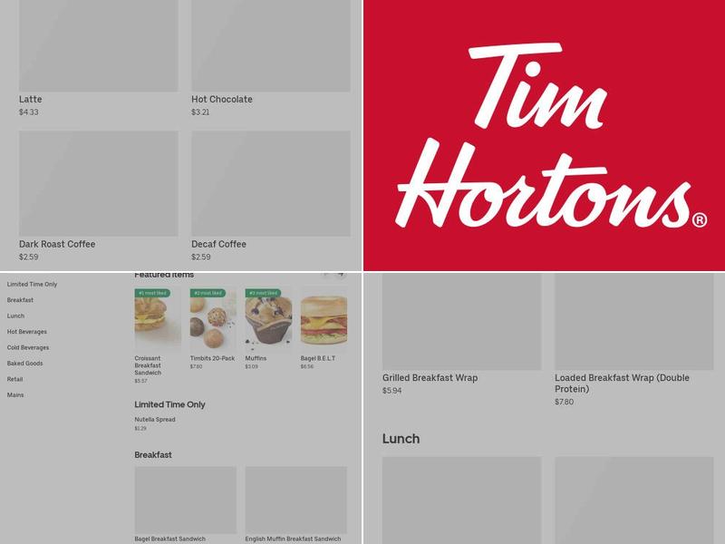 Tim Hortons Menu