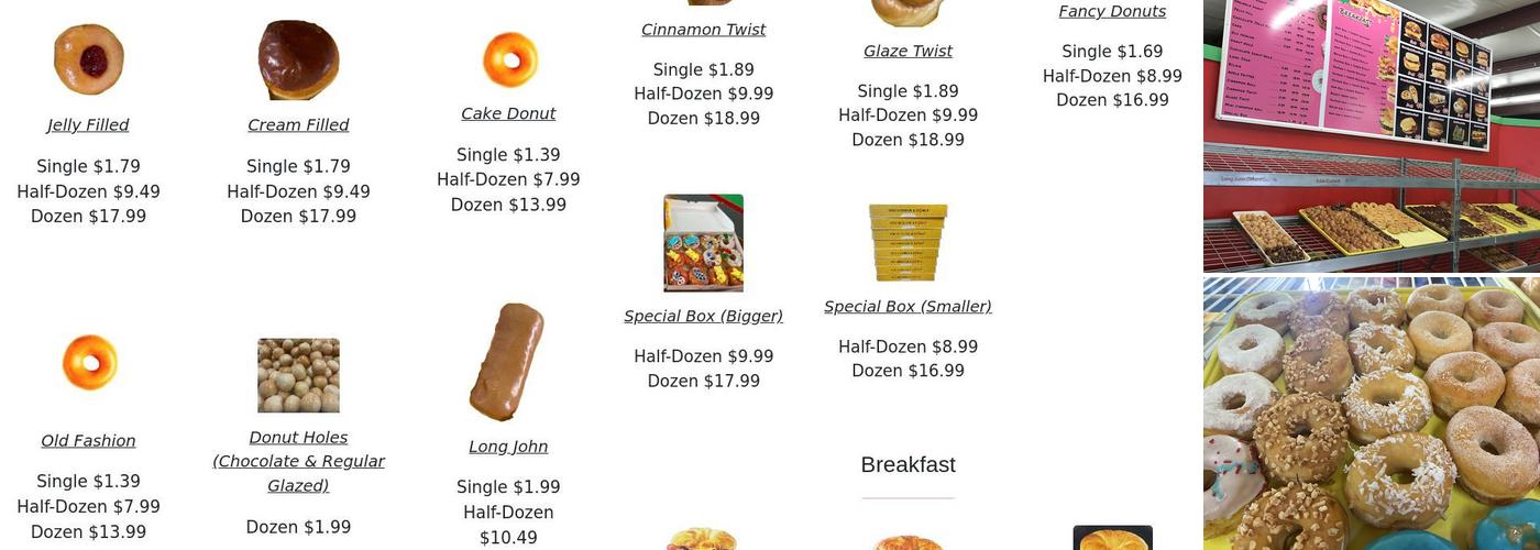 Clover Donuts Menu