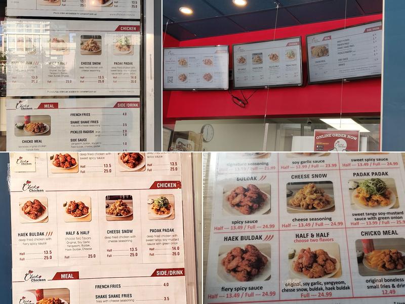 Chicko Chicken Metrotown Menu