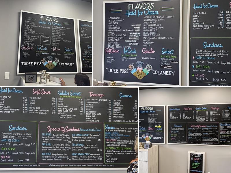 Three Pugs Creamery Menu