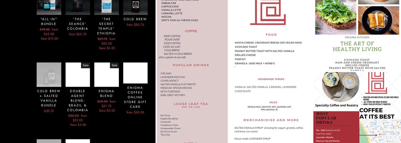 Enigma Coffee Menu
