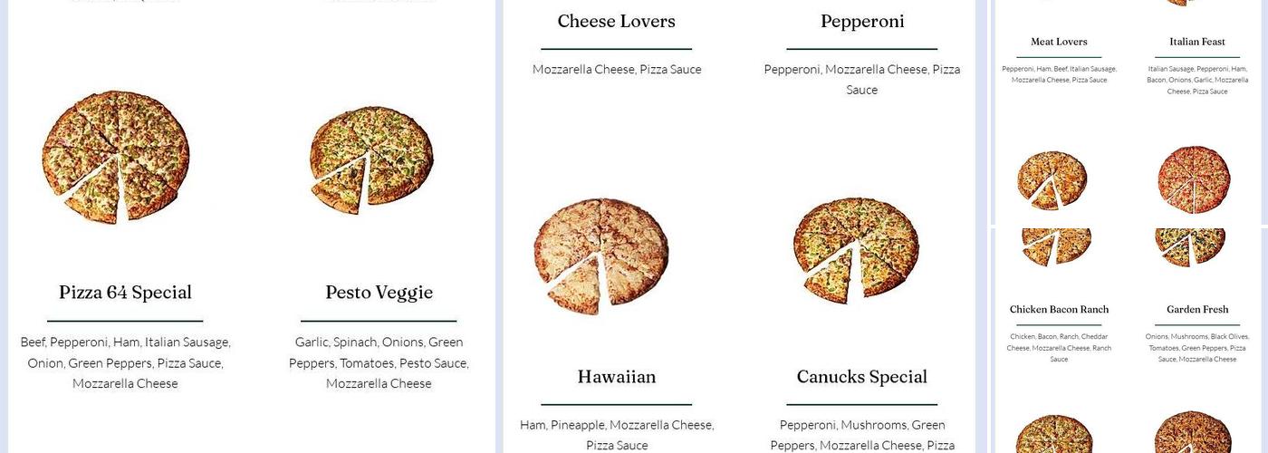 Pizza 64 Aldergrove Menu