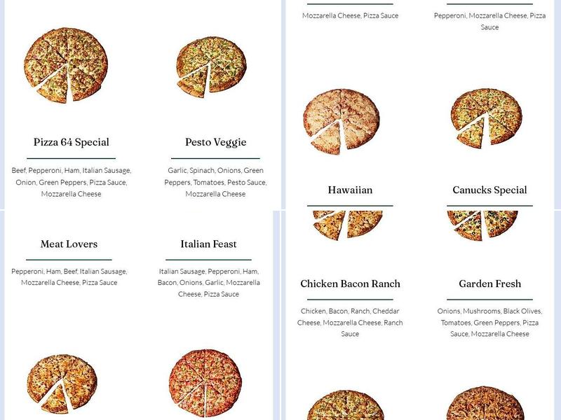 Pizza 64 Aldergrove Menu