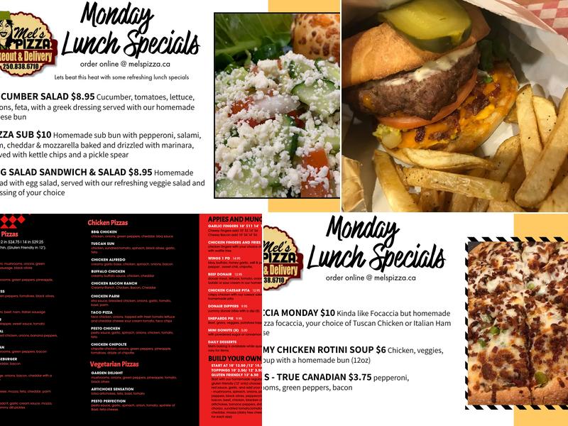 Mel's Pizza Menu