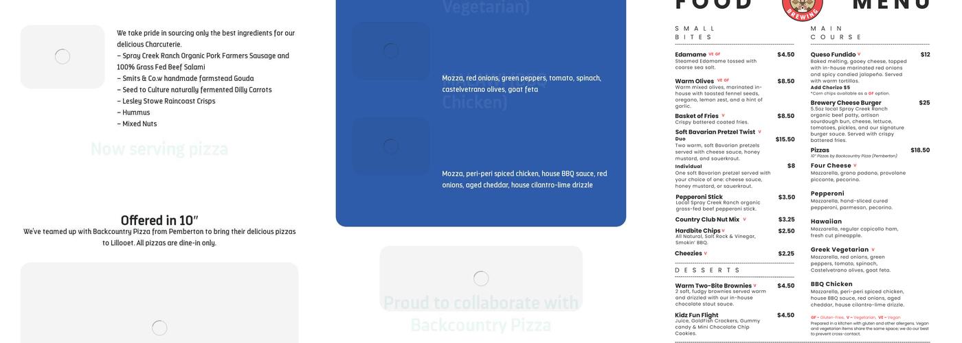 Lillooet Brewing Company Menu